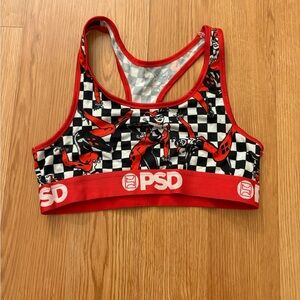 PSD Red and Black Checkered Harley Quinn Sports Bra